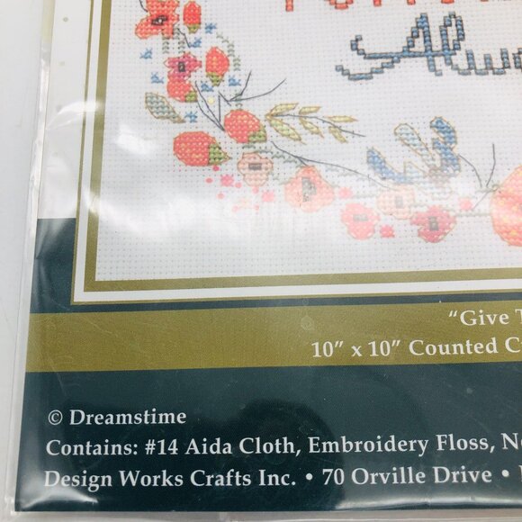 New Design Works Counted Cross Stitch Kit Giving Thanks Today Tomorrow Always - Picture 3 of 6